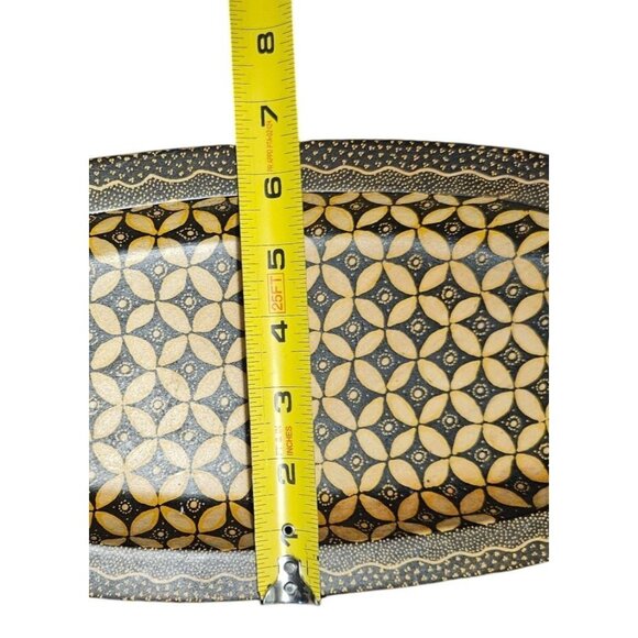 Wooden Trays Handcrafted Oval  With Intricate Batik Design Tribal decor Black - Picture 4 of 10